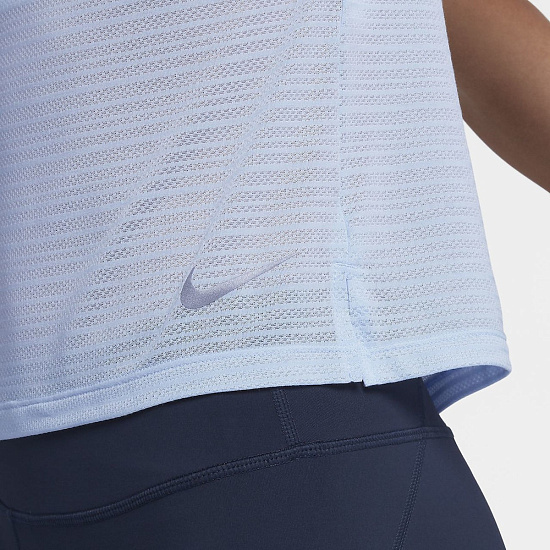 Футболка женская Nike Miler Ss Breathe Blue - Фото 6 большая