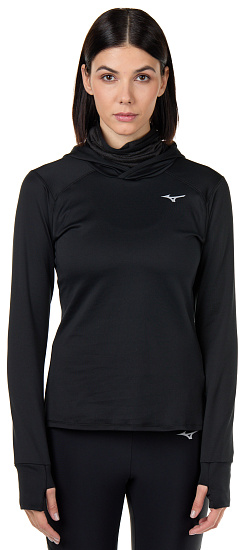 Футболка женская Mizuno Warmalite Hooded LS черный - Фото 3 большая