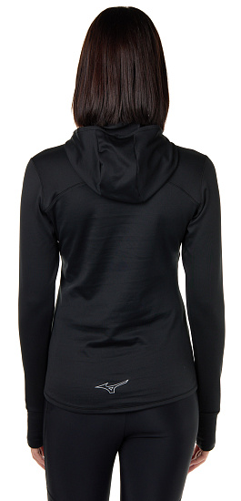Футболка женская Mizuno Warmalite Hooded LS черный - Фото 5 большая