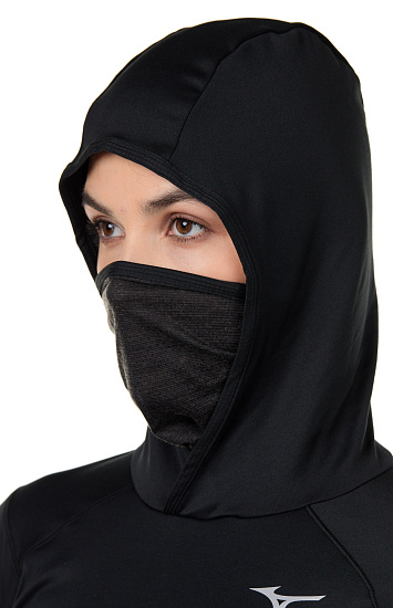 Футболка женская Mizuno Warmalite Hooded LS черный - Фото 7 большая