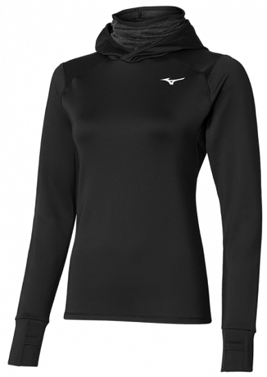 Футболка женская Mizuno Warmalite Hooded LS черный - Фото 1 большая