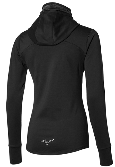 Футболка женская Mizuno Warmalite Hooded LS черный - Фото 2 большая
