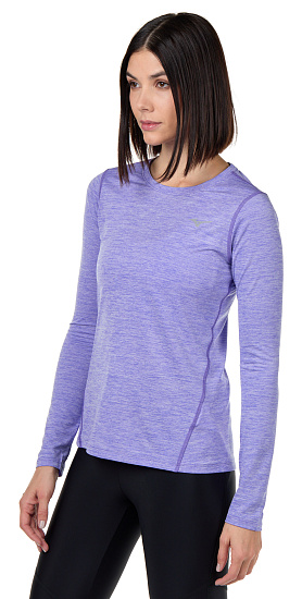 Футболка женская Mizuno Impulse Core LS пурпурный - Фото 3 большая