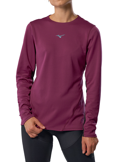 Лонгслив женский Mizuno Tech Thermal Charge Dark purple - Фото 3 большая