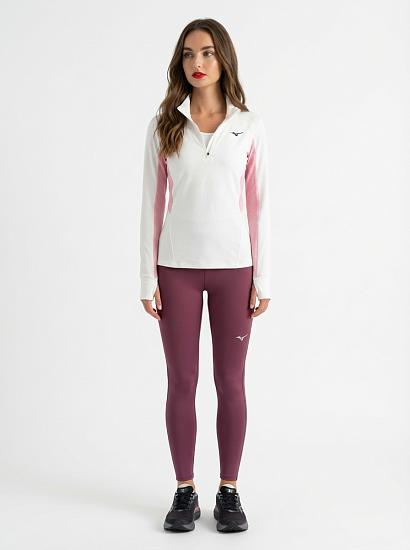 Лонгслив женский Mizuno Active Warm Hz Snow White - Фото 3 большая