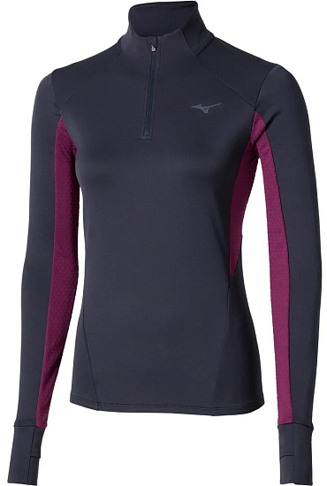 Лонгслив женский Mizuno Active Warm Hz Baritone Blue - Фото 1 большая