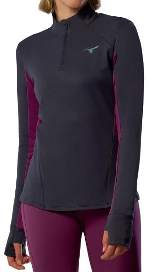 Лонгслив женский Mizuno Active Warm Hz Baritone Blue - Фото 3 большая