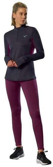 Лонгслив женский Mizuno Active Warm Hz Baritone Blue - Фото 4 большая