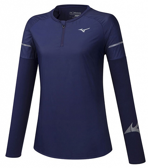 Футболка женская Mizuno Hineri Hybrid LS Т.Син - Фото 1 большая
