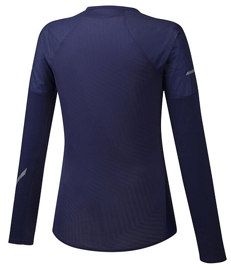 Футболка женская Mizuno Hineri Hybrid LS Т.Син - Фото 2 большая