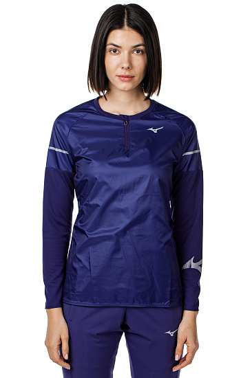 Футболка женская Mizuno Hineri Hybrid LS Т.Син - Фото 6 большая