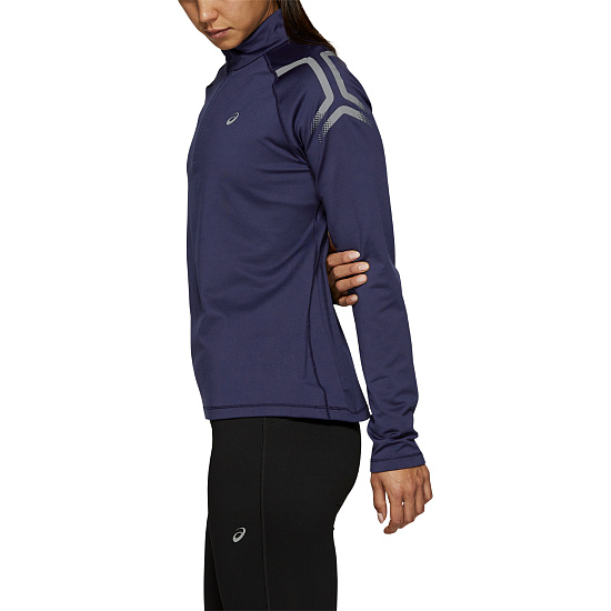 Футболка женская ASICS Icon Winter LS 1/2 Zip Top Peacoat - Фото 5 большая