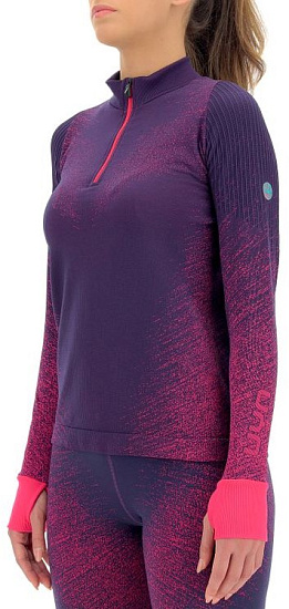 Лонгслив женский UYN Running Exceleration LS Zip Up Plum/Pink Yarrow - Фото 3 большая