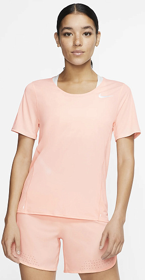 Футболка женская Nike City Sleek Ss Washed Coral/Reflective Silver - Фото 3 большая