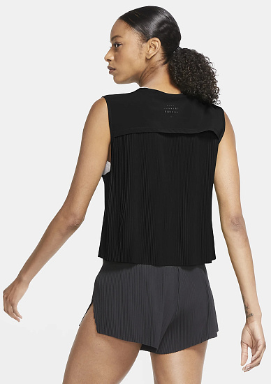 Майка женская Nike Run Division Pleated Black/Reflect Black - Фото 2 большая