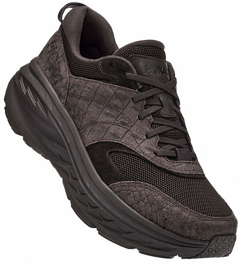 Кроссовки Hoka X Engineered Garments Bondi L Brown Croc Leather - Фото 1 большая