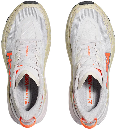 Кроссовки женские Hoka Speedgoat 6 White/Neon Tangerine - Фото 2 большая