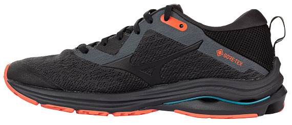 Кроссовки женские Mizuno Wave Rider Gtx 2  Т.Сер/Чер/Корал - Фото 6 большая