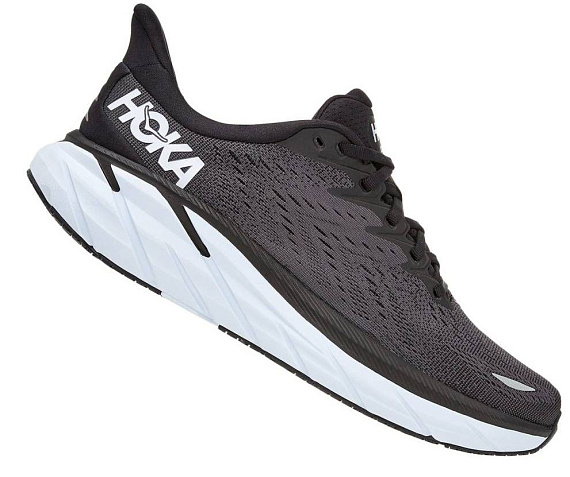 Кроссовки женские Hoka Clifton 8 Wide Black/White - Фото 2 большая