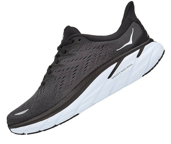 Кроссовки женские Hoka Clifton 8 Wide Black/White - Фото 4 большая