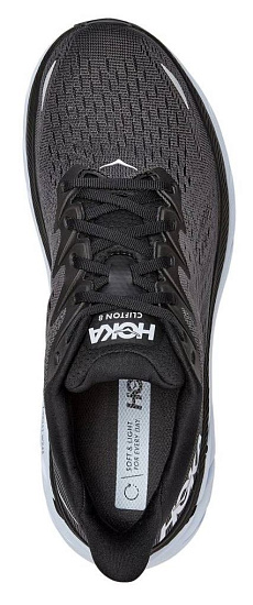 Кроссовки женские Hoka Clifton 8 Wide Black/White - Фото 5 большая