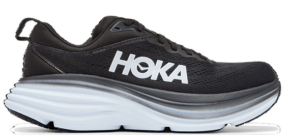 Кроссовки женские Hoka Bondi 8 Black/White - Фото 2 большая