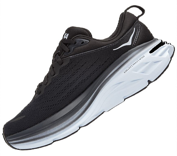 Кроссовки женские Hoka Bondi 8 Black/White - Фото 4 большая