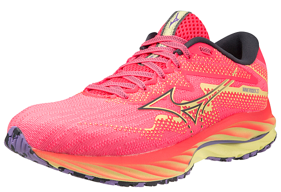 Кроссовки женские Mizuno Wave Rider 27 H-Vpink/Oblue/Luminous - Фото 4 большая