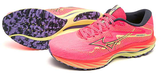 Кроссовки женские Mizuno Wave Rider 27 H-Vpink/Oblue/Luminous - Фото 8 большая