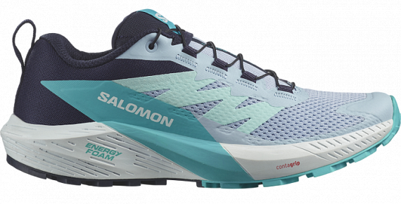 Кроссовки женские Salomon Sense Ride 5 Cashmere Blue/Carbon/Peacock Blue - Фото 1 большая