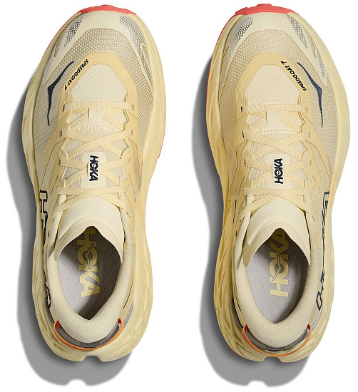 Кроссовки женские Hoka Speedgoat 7 Vintage Yellow/Neon Flame - Фото 4 большая