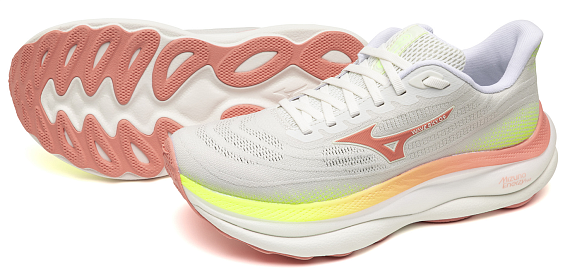 Кроссовки женские Mizuno Wave Sky 9 GF White/Desert Flower/Lime Pu - Фото 10 большая