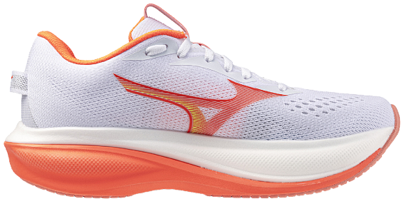 Кроссовки женские Mizuno Wave Rider 30 White/Flamingo Coral/Lime Pulp - Фото 4 большая