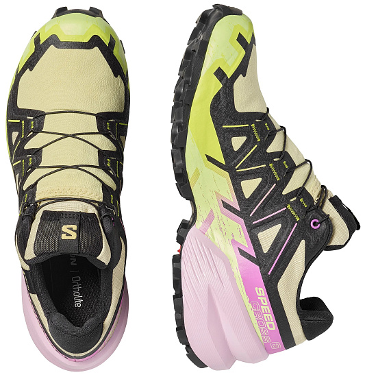 Кроссовки женские Salomon Speedcross 6 Gtx Bog/Dawn Pink/Acid Lime - Фото 2 большая