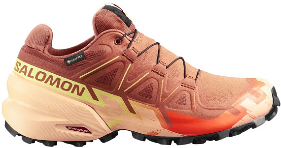 Кроссовки женские Salomon Speedcross 6 Gtx Pecan Brown/Almond Cream/Sunny Lime - Фото 1 большая