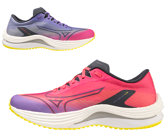 Кроссовки женские Mizuno Wave Rebellion Flash H-VPink/OBlue/PPunch - Фото 3 большая