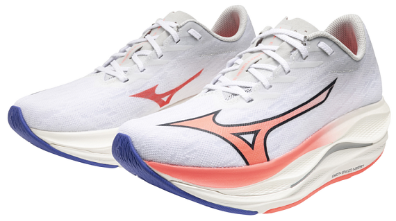 Кроссовки женские Mizuno Wave Rebellion Flash 3 White/Striking Coral/Iris Bloo - Фото 4 большая