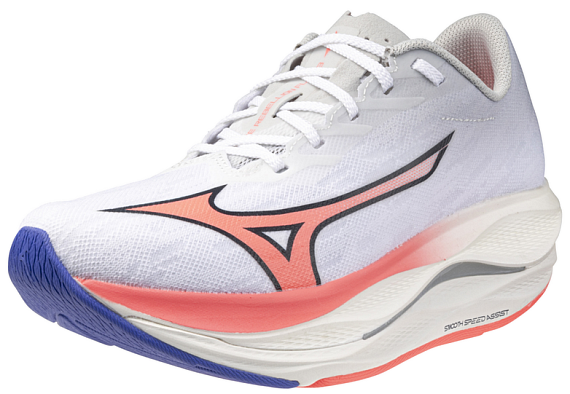 Кроссовки женские Mizuno Wave Rebellion Flash 3 White/Striking Coral/Iris Bloo - Фото 6 большая