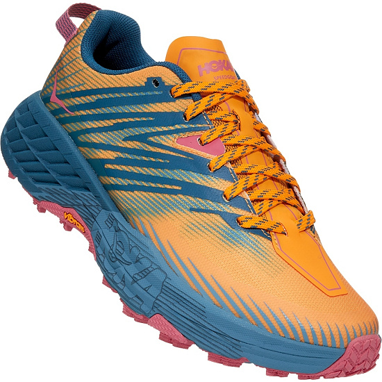 Кроссовки женские Hoka Speedgoat 4 Saffron/Provincial Blue - Фото 4 большая