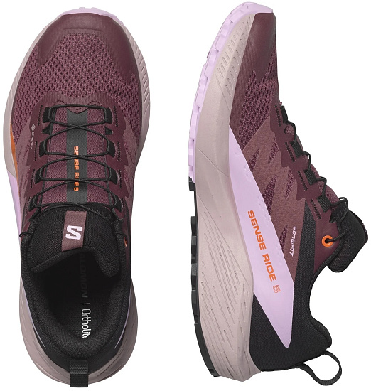 Кроссовки женские Salomon Sense Ride 5 Gtx Catawba Grape/Orchid Bouquet/Cherry Tomato - Фото 4 большая