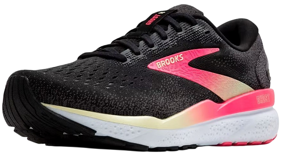 Кроссовки женские Brooks Ghost 16 Wide Black/Pink/Yellow - Фото 2 большая