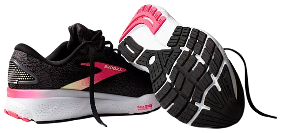 Кроссовки женские Brooks Ghost 16 Wide Black/Pink/Yellow - Фото 3 большая