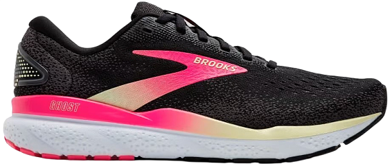 Кроссовки женские Brooks Ghost 16 Wide Black/Pink/Yellow - Фото 1 большая