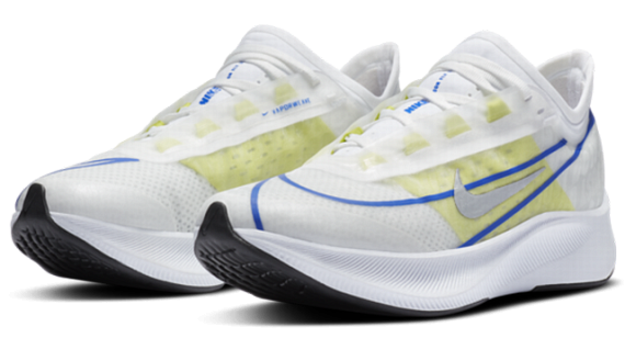 Кроссовки женские Nike Zoom Fly 3 White/Racer Blue/Cyber/Metallic Silver - Фото 3 большая