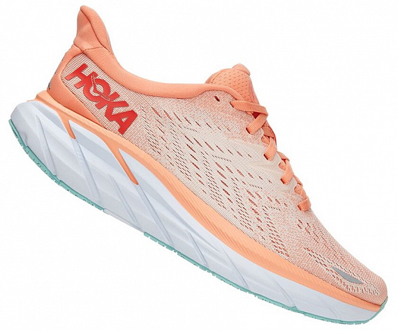 Кроссовки женские Hoka Clifton 8 Cantaloupe/Silver Peony - Фото 1 большая