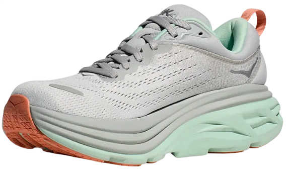 Кроссовки женские Hoka Bondi 8 Серый/Бирюзовый - Фото 4 большая