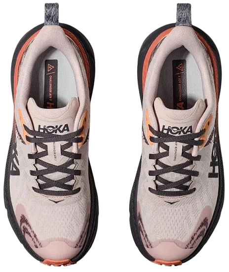 Кроссовки женские Hoka Challenger 7 Gtx Бежевый/Чёрный/Оранжевый - Фото 5 большая
