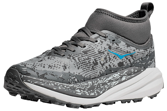 Кроссовки женские Hoka Speedgoat 6 Mid Gtx Серый/Белый/Голубой - Фото 3 большая