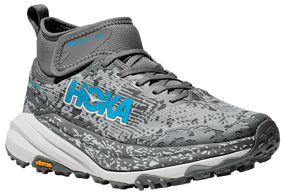 Кроссовки женские Hoka Speedgoat 6 Mid Gtx Серый/Белый/Голубой - Фото 5 большая