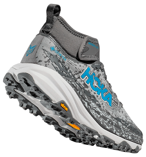 Кроссовки женские Hoka Speedgoat 6 Mid Gtx Серый/Белый/Голубой - Фото 7 большая